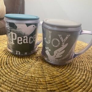 Starbucks Peace and Joy Mugs - Blue and Gray